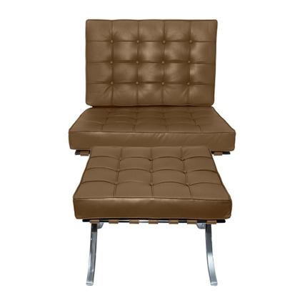 Imagem de Poltrona com Banqueta Barcelona Base Cromada Material Sintético 