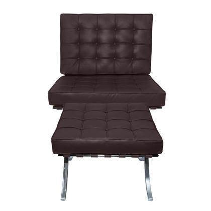 Imagem de Poltrona com Banqueta Barcelona Base Cromada Material Sintético 