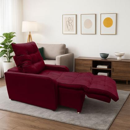 Imagem de Poltrona Com Encosto Reclinavel 4 Estagios e Assento Retratil com Apoio Pros Pes Regulavel Azera Luxo