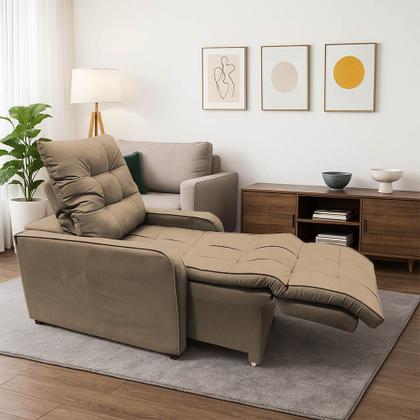 Imagem de Poltrona Com Encosto Reclinavel 4 Estagios e Assento Retratil com Apoio Pros Pes Regulavel Azera Luxo