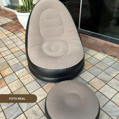 Imagem de Poltrona Com Pufe Inflável Tipo Sofá 2pçs Camping Praia Casa