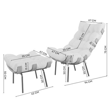 Imagem de Poltrona com Puff Costela Linho