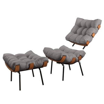 Imagem de Poltrona com Puff Costela Linho