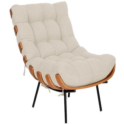 Imagem de Poltrona com Puff Costela Suede Bege Straso Móveis