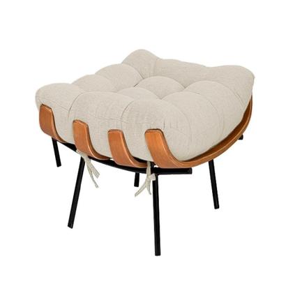 Imagem de Poltrona com Puff Costela Suede Bege Straso Móveis