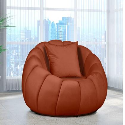 Imagem de Poltrona Concha com Almofada Base Arco Giratória Veludo