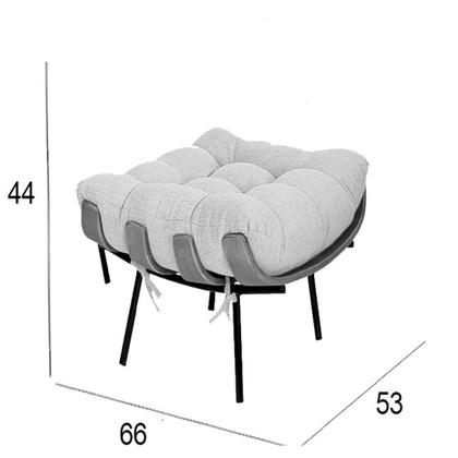 Imagem de Poltrona Costela de Adão com Puff Tecido Linho Off