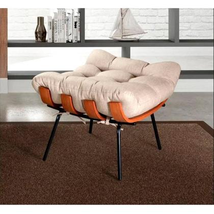 Imagem de Poltrona Costela de Adão com Puff Tecido Linho Off