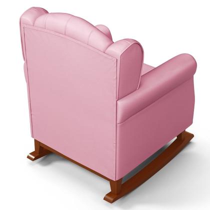 Imagem de Poltrona de Amamentação Base de Madeira Balanço e Puff Lucy P04 Sintético Rosa - Mpozenato