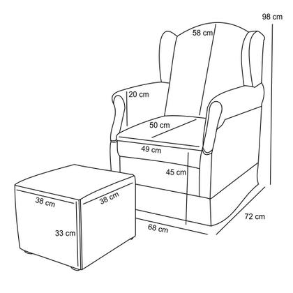 Imagem de Poltrona de Amamentação com Balanço e Puff Elisa P02 Linho Cru - Lyam Decor