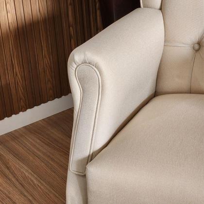 Imagem de Poltrona De Amamentação Com Balanço E Puff Livi Em Linho Bege- Larbelle