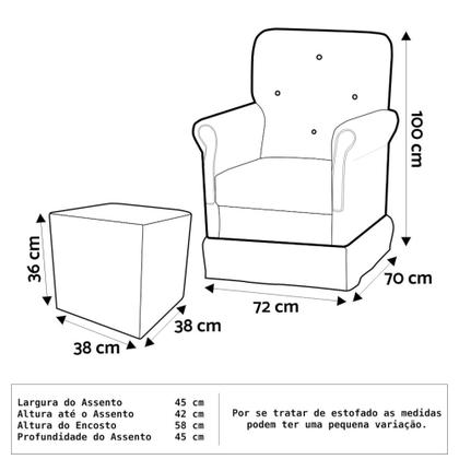 Imagem de Poltrona de Amamentação com Balanço e Puff Suzí Rosa Bebê com Branco - Phoenix Baby