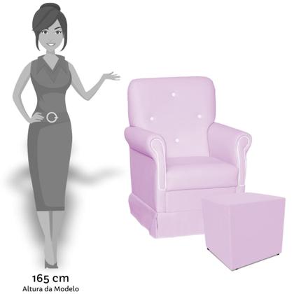 Imagem de Poltrona de Amamentação com Balanço e Puff Suzí Rosa Bebê com Branco - Phoenix Baby