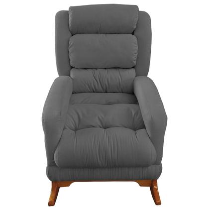 Imagem de Poltrona de Amamentação com Balanço Luna Suede Base de Madeira C05 - D'Rossi