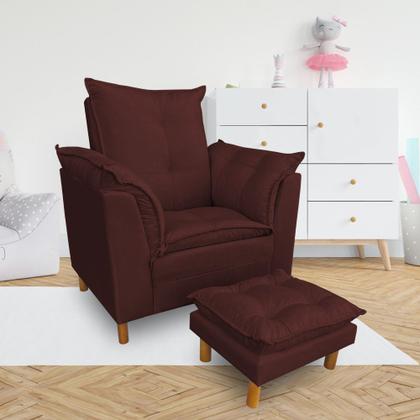 Imagem de Poltrona de Amamentação com Puff Laura Suede - Pallazio