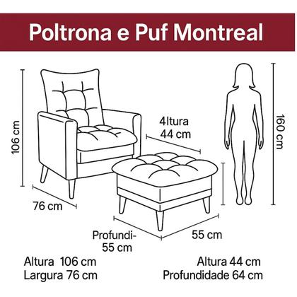 Imagem de Poltrona de Amamentação com puff Luxo confortável Montreal Matrix