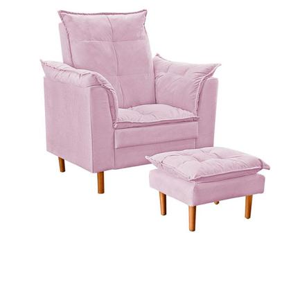 Imagem de Poltrona De Amamentação Com Puff Quarto Bebê Leticia Suede