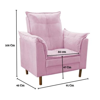 Imagem de Poltrona De Amamentação Com Puff Quarto Bebê Leticia Suede