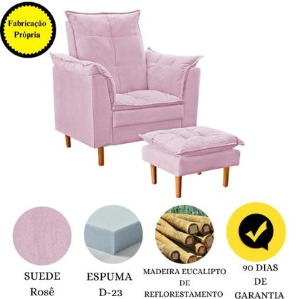 Imagem de Poltrona De Amamentação Com Puff Quarto Bebê Leticia Suede