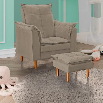 Imagem de Poltrona De Amamentação com Puff Quarto Bebê Vitória Suede