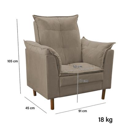 Imagem de Poltrona De Amamentação com Puff Quarto Bebê Vitória Suede