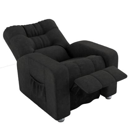 Imagem de Poltrona de Descanso do Papai Reclinável em Suede Preto Thor - Larbelle
