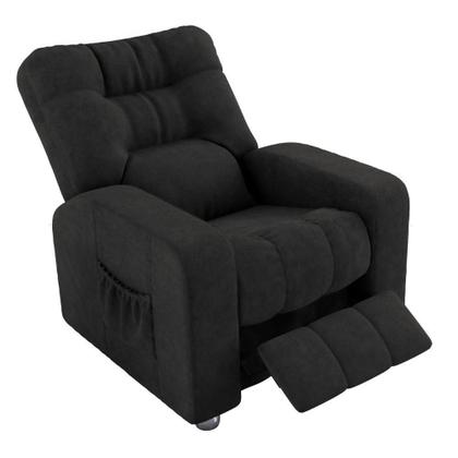 Imagem de Poltrona de Descanso do Papai Reclinável em Suede Preto Thor - Larbelle