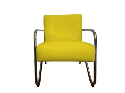 Imagem de Poltrona Decorativa Bela Couro Amarelo Braço Cromado Ms Decor