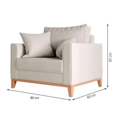 Imagem de Poltrona Decorativa Beny Pés Base Em Madeira Recepção Linho