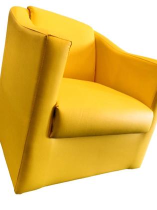 Imagem de Poltrona Decorativa Biane Couro Amarelo Pés Cromado Mz Decor