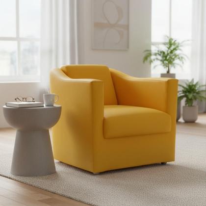 Imagem de Poltrona Decorativa Biane Couro Amarelo Pés Cromado Mz Decor