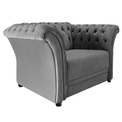 Imagem de Poltrona Decorativa Chesterfield Sofia Suede Cinza Capitonê - Amarena Móveis