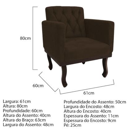 Imagem de Poltrona Decorativa Classic Sintético Marrom - AM Decor