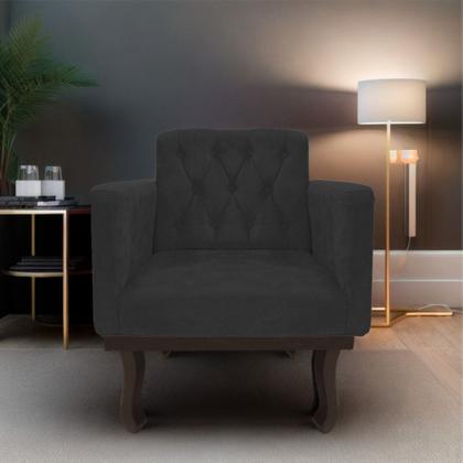 Imagem de Poltrona Decorativa Classic Sintético Preto - AM Decor