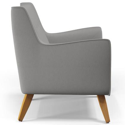 Imagem de Poltrona Decorativa com Pés de Madeira Taroba D02 Linho Cinza C-416 - Lyam Decor