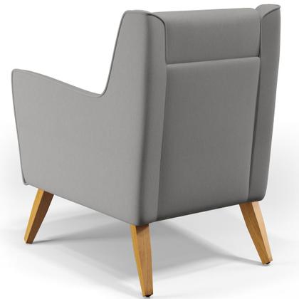 Imagem de Poltrona Decorativa com Pés de Madeira Taroba D02 Linho Cinza C-416 - Lyam Decor