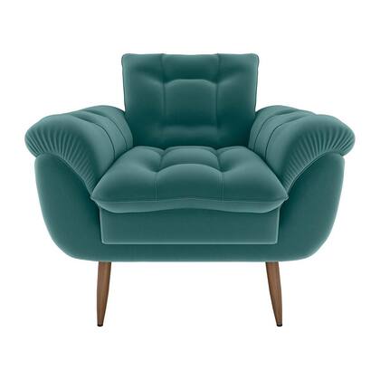 Imagem de Poltrona Decorativa Confortável Pés Em Madeira Maciça Xangai Veludo Marrom Matrix