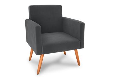 Imagem de Poltrona Decorativa Dallas Veludo Cinza E425 - Matrix