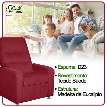 Imagem de Poltrona Decorativa Do Papai Reclinável Confortável Suede Vermelho LM Decor