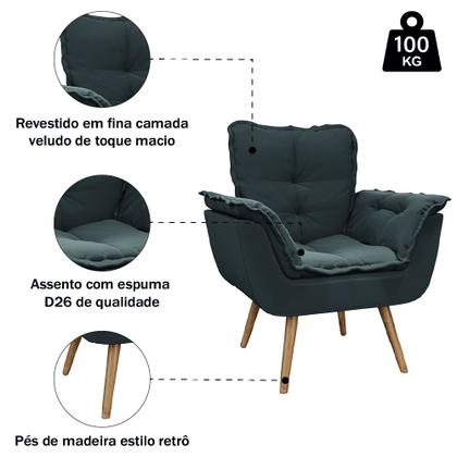 Imagem de Poltrona Decorativa Dubai Para Sala Veludo Selmer