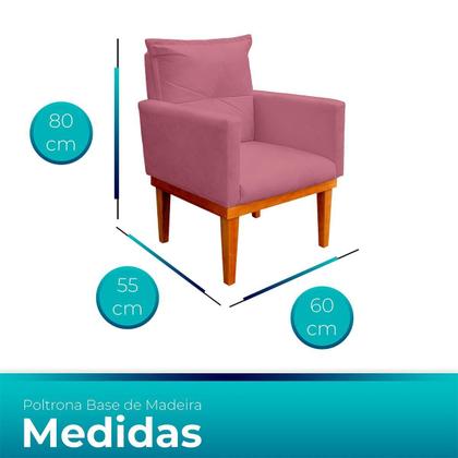 Imagem de Poltrona Decorativa Duda Com Base De Madeira Para Sala E Qua