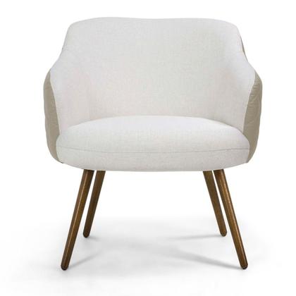 Imagem de Poltrona Decorativa Em Linho Bruma Sintético Bege Matelassê Pé Palito Alya- Larbelle