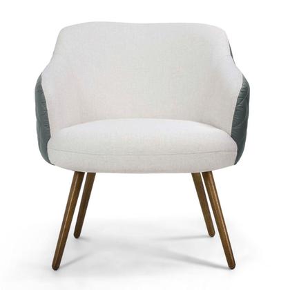 Imagem de Poltrona Decorativa Em Linho Bruma Sintético Concreto Matelassê Pé Palito Alya- Larbelle
