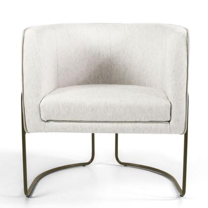 Imagem de Poltrona Decorativa Em Linho Off White Pés De Metal Chocolate Miram - Larbelle