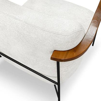 Imagem de Poltrona Decorativa Eros Linho Bouclê com Base de Ferro Preto - SSX Multicoisas