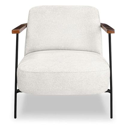 Imagem de Poltrona Decorativa Eros Linho Bouclê com Base de Ferro Preto - SSX Multicoisas