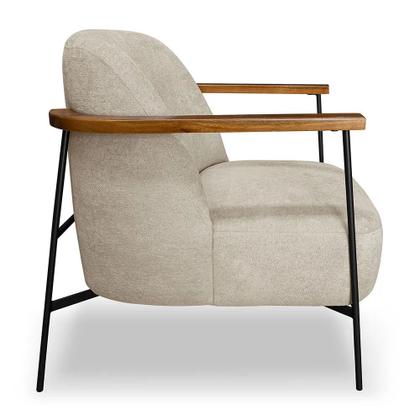 Imagem de Poltrona Decorativa Eros Linho Bouclê com Base de Ferro Preto - SSX Multicoisas