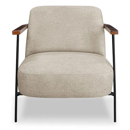 Imagem de Poltrona Decorativa Eros Linho Bouclê com Base de Ferro Preto - SSX Multicoisas