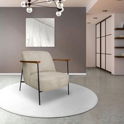 Imagem de Poltrona Decorativa Eros Linho Bouclê com Base de Ferro Preto - SSX Multicoisas