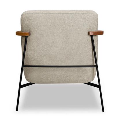 Imagem de Poltrona Decorativa Eros Linho Bouclê com Base de Ferro Preto - SSX Multicoisas